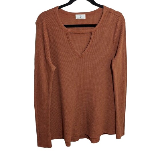 Anthropologie T.La Top Casual Long Sleeve Waffle Knit Oversized Side Slits Small - Picture 2 of 11